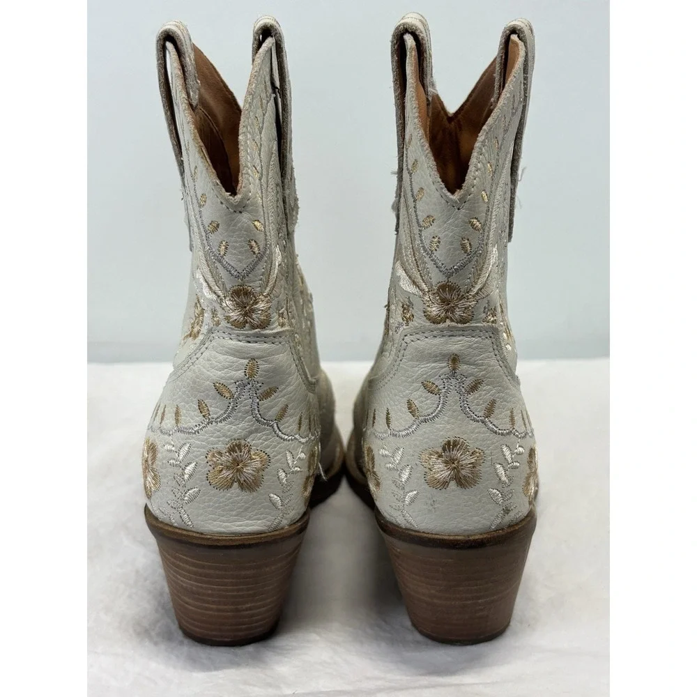 Dingo White Primrose Floral Embroidered Leather Western Cowgirl Boots Womens 6.5 - Picture 5 of 8